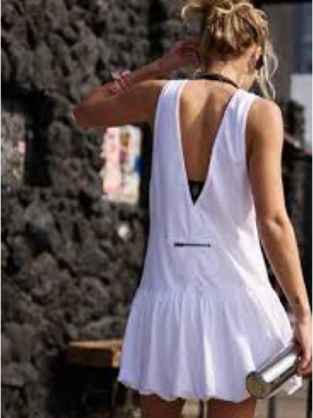 Free People hot shot bubble dress White Backless V-Neck Flounce Dress